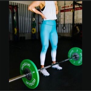 Zyia Teal Venom Athletic Compression Workout Leggings Ombré Snake Yoga HIIT